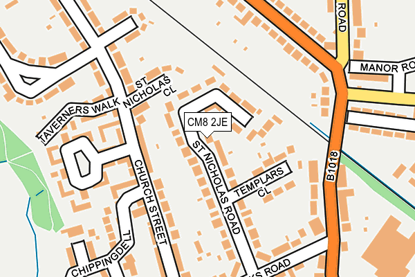 CM8 2JE map - OS OpenMap – Local (Ordnance Survey)