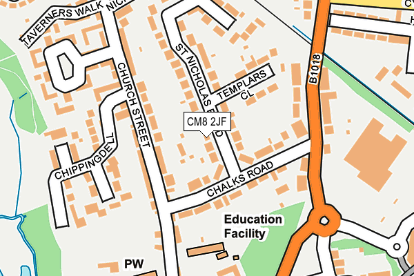 CM8 2JF map - OS OpenMap – Local (Ordnance Survey)