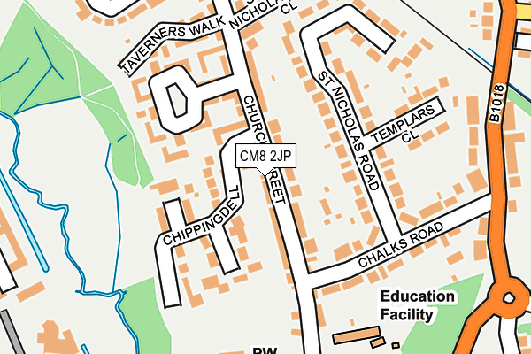 CM8 2JP map - OS OpenMap – Local (Ordnance Survey)