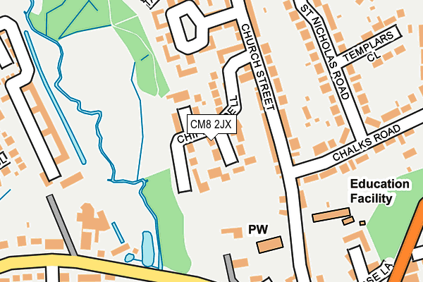 CM8 2JX map - OS OpenMap – Local (Ordnance Survey)