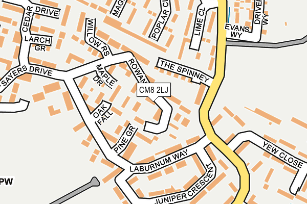 CM8 2LJ map - OS OpenMap – Local (Ordnance Survey)