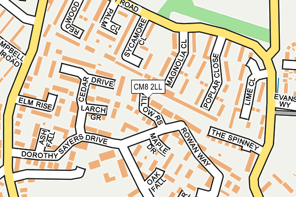 CM8 2LL map - OS OpenMap – Local (Ordnance Survey)