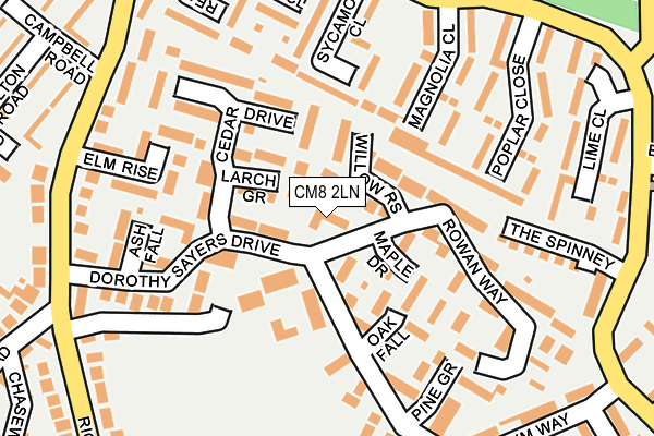 CM8 2LN map - OS OpenMap – Local (Ordnance Survey)