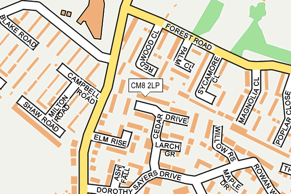 CM8 2LP map - OS OpenMap – Local (Ordnance Survey)