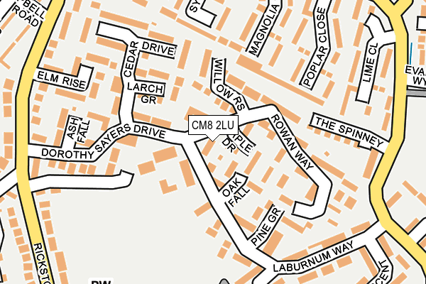 CM8 2LU map - OS OpenMap – Local (Ordnance Survey)