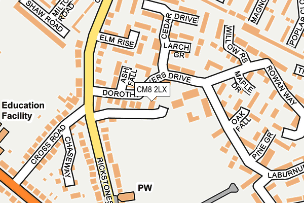 CM8 2LX map - OS OpenMap – Local (Ordnance Survey)