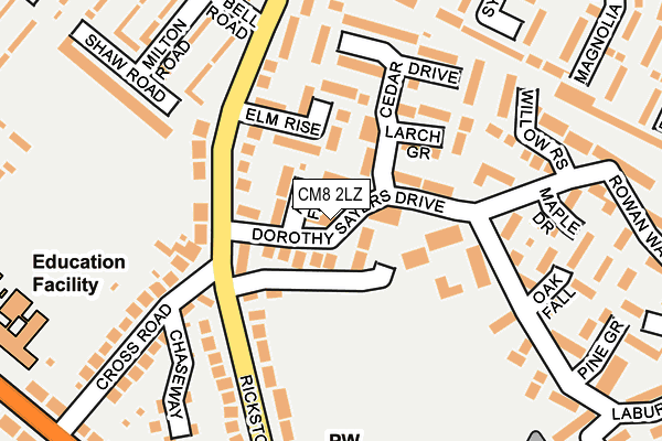 CM8 2LZ map - OS OpenMap – Local (Ordnance Survey)