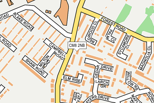 CM8 2NB map - OS OpenMap – Local (Ordnance Survey)