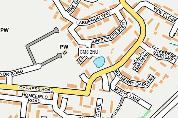 CM8 2NU map - OS OpenMap – Local (Ordnance Survey)