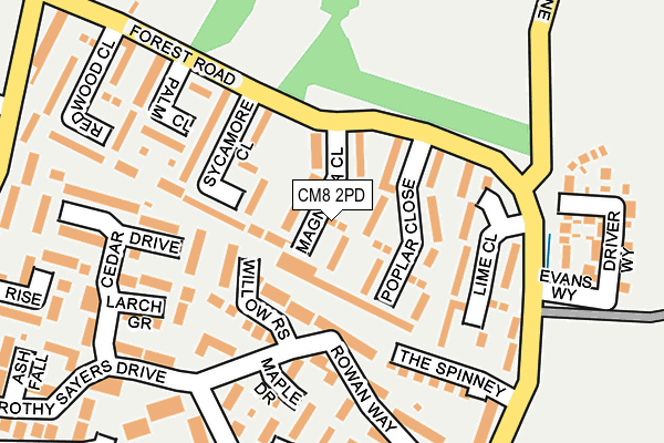 CM8 2PD map - OS OpenMap – Local (Ordnance Survey)