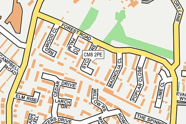 CM8 2PE map - OS OpenMap – Local (Ordnance Survey)