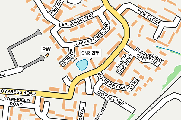 CM8 2PF map - OS OpenMap – Local (Ordnance Survey)