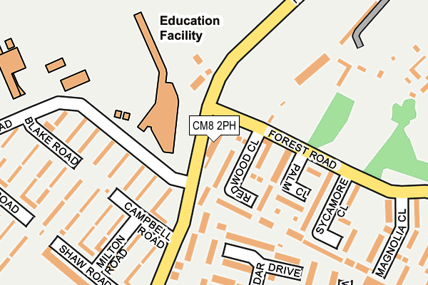 CM8 2PH map - OS OpenMap – Local (Ordnance Survey)