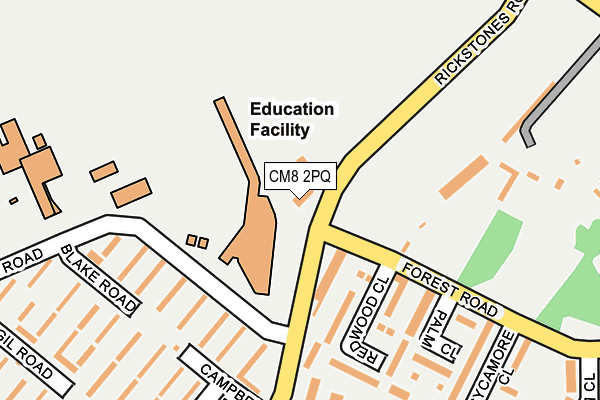 CM8 2PQ map - OS OpenMap – Local (Ordnance Survey)