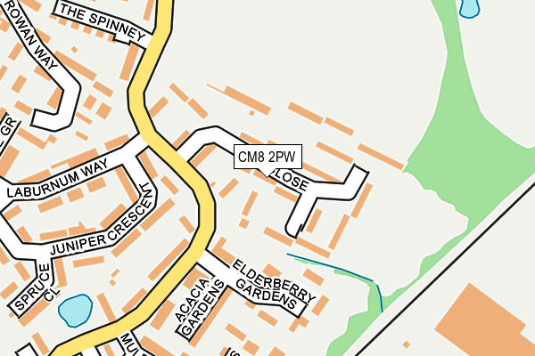 CM8 2PW map - OS OpenMap – Local (Ordnance Survey)