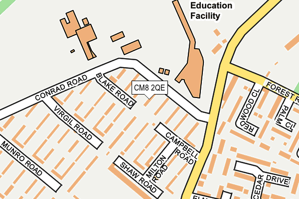 CM8 2QE map - OS OpenMap – Local (Ordnance Survey)