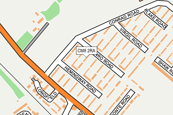 CM8 2RA map - OS OpenMap – Local (Ordnance Survey)