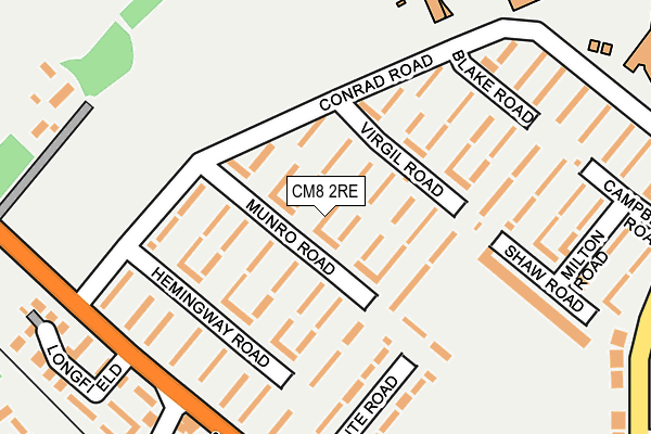 CM8 2RE map - OS OpenMap – Local (Ordnance Survey)