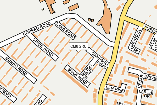 CM8 2RU map - OS OpenMap – Local (Ordnance Survey)