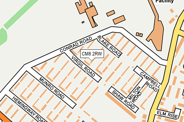 CM8 2RW map - OS OpenMap – Local (Ordnance Survey)