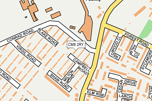 CM8 2RY map - OS OpenMap – Local (Ordnance Survey)