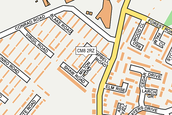 CM8 2RZ map - OS OpenMap – Local (Ordnance Survey)