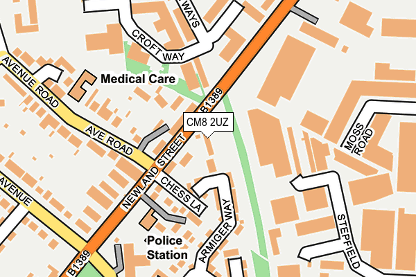 CM8 2UZ map - OS OpenMap – Local (Ordnance Survey)