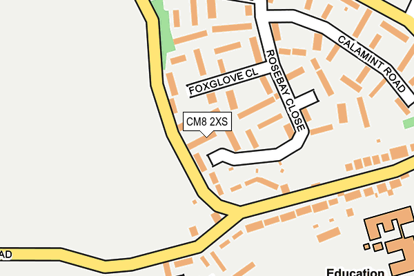 CM8 2XS map - OS OpenMap – Local (Ordnance Survey)