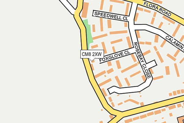 CM8 2XW map - OS OpenMap – Local (Ordnance Survey)