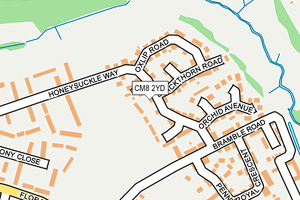 CM8 2YD map - OS OpenMap – Local (Ordnance Survey)