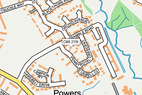 CM8 2YW map - OS OpenMap – Local (Ordnance Survey)