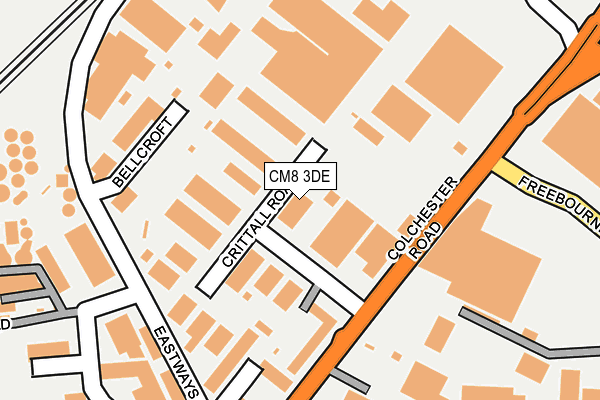 CM8 3DE map - OS OpenMap – Local (Ordnance Survey)