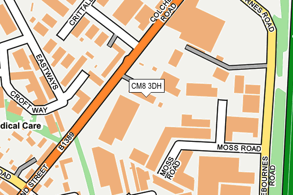 CM8 3DH map - OS OpenMap – Local (Ordnance Survey)