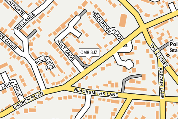 CM8 3JZ map - OS OpenMap – Local (Ordnance Survey)