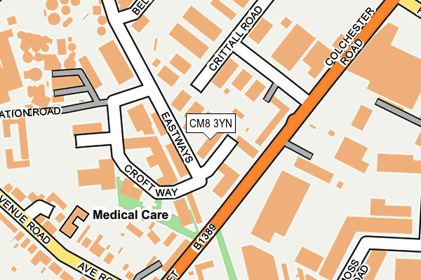 CM8 3YN map - OS OpenMap – Local (Ordnance Survey)