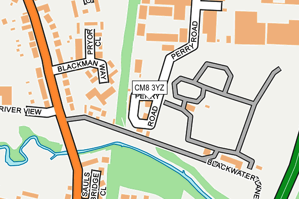 CM8 3YZ map - OS OpenMap – Local (Ordnance Survey)