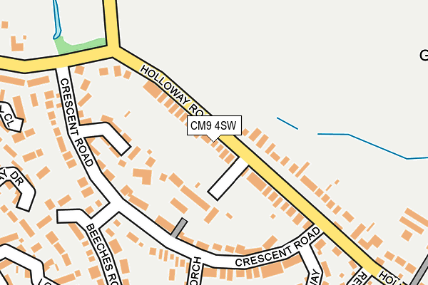 CM9 4SW map - OS OpenMap – Local (Ordnance Survey)
