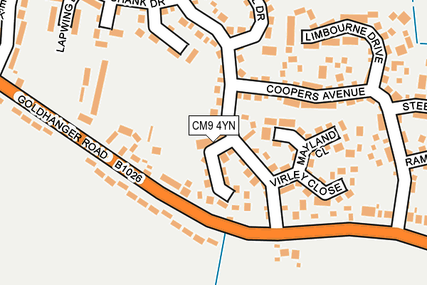 CM9 4YN map - OS OpenMap – Local (Ordnance Survey)