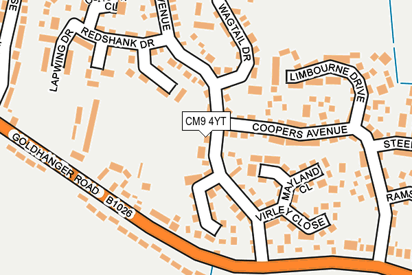 CM9 4YT map - OS OpenMap – Local (Ordnance Survey)