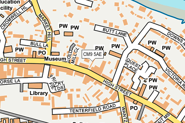 CM9 5AE map - OS OpenMap – Local (Ordnance Survey)
