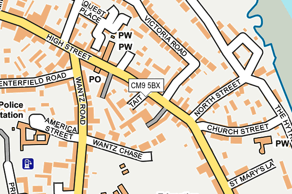 CM9 5BX map - OS OpenMap – Local (Ordnance Survey)
