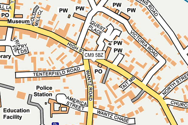 CM9 5BZ map - OS OpenMap – Local (Ordnance Survey)
