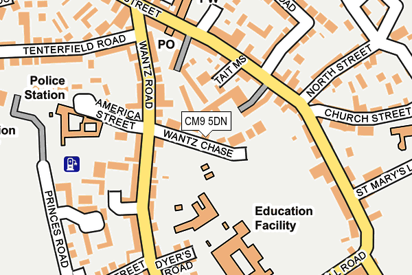 CM9 5DN map - OS OpenMap – Local (Ordnance Survey)