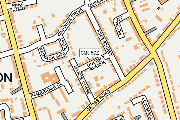 CM9 5DZ map - OS OpenMap – Local (Ordnance Survey)