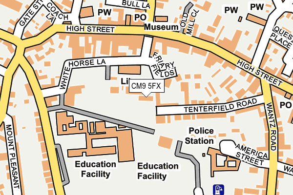 CM9 5FX map - OS OpenMap – Local (Ordnance Survey)