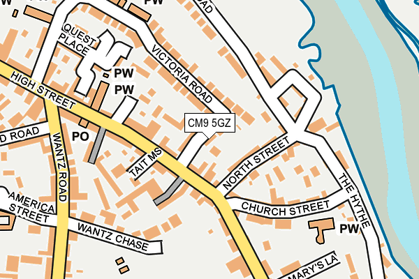 CM9 5GZ map - OS OpenMap – Local (Ordnance Survey)