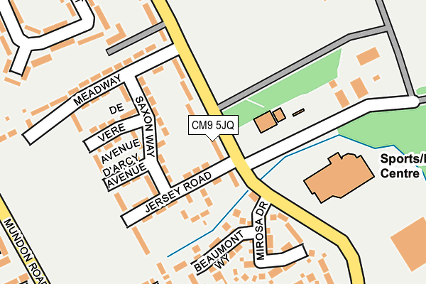CM9 5JQ map - OS OpenMap – Local (Ordnance Survey)