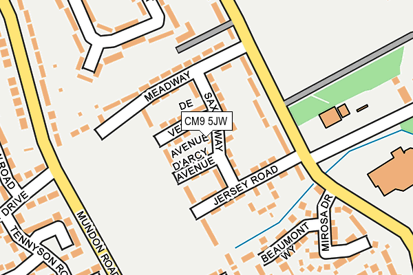 CM9 5JW map - OS OpenMap – Local (Ordnance Survey)