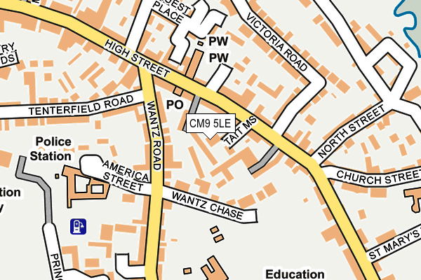 CM9 5LE map - OS OpenMap – Local (Ordnance Survey)