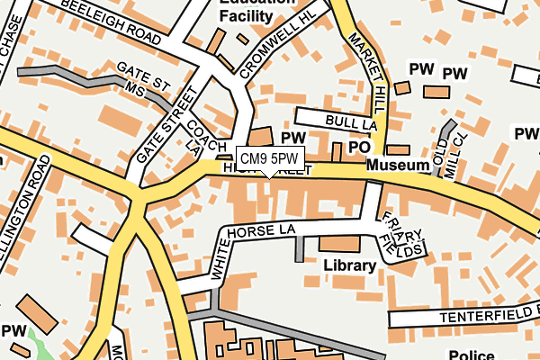 CM9 5PW map - OS OpenMap – Local (Ordnance Survey)